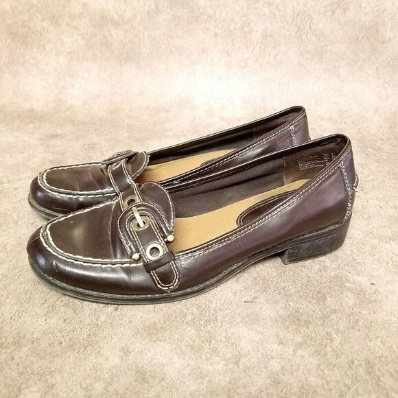 Predictions Womens 585591/10 Size 7 Brown Slip On Low Heel Loafers - Picture 3 of 10